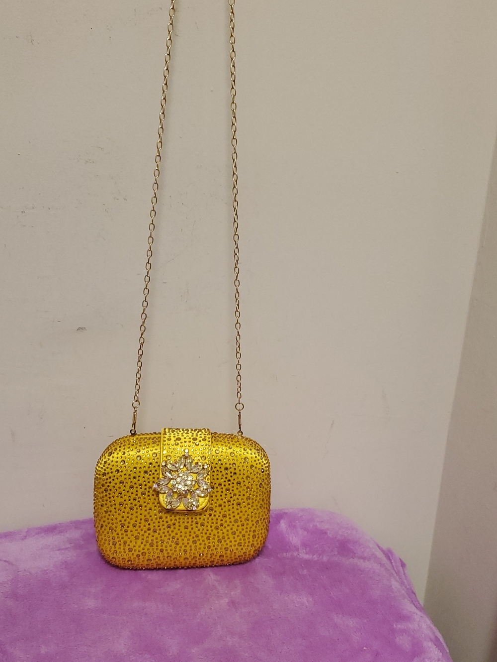 PrettyLittleThing Gold Crystal-Embellished Evening Clutch